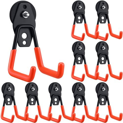 10 Pcs Large Magnetic Hooks Heavy Duty Garage Magnet Hooks Strong Storage Utility Magnetic Hangers with Anti Slip Rubber Coating for Indoor and Outdoor Hanging