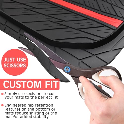 Tire Tread DeepDish Rubber Floor Mats for car Heavy Duty car mats All Weather (3 Count)