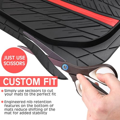 Tire Tread DeepDish Rubber Floor Mats for car Heavy Duty car mats All Weather (3 Count)