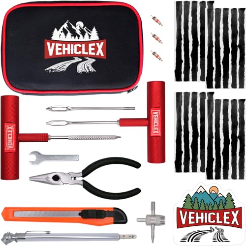 Tubeless Tire Repair Kit with Aluminum T Handle Tools and Pliers