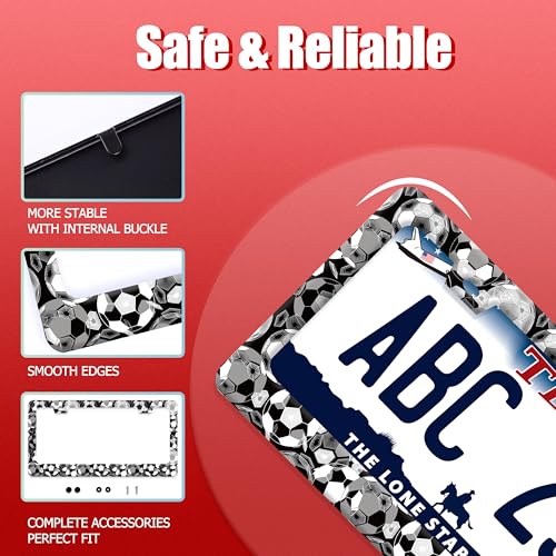 Soccer Ball License Plate Frame Stainless Steel Funny Sports License Holder