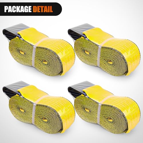 Truck Straps 4" x 30' Heavy Duty Tie Down with Flat Hooks (4 Count)