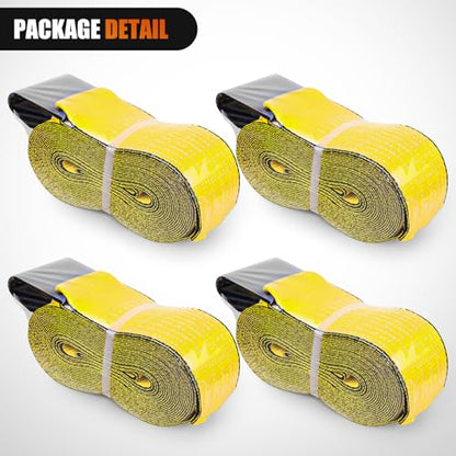 Truck Straps 4" x 30' Heavy Duty Tie Down with Flat Hooks (4 Count)