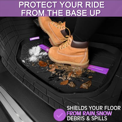 Tire Tread DeepDish Rubber Floor Mats for car Heavy Duty car mats All Weather (3 Count)