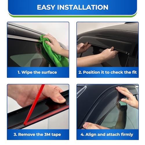 Window Visors Compatible with Nissan Leaf 2010 (4 Count)