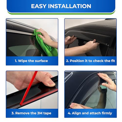 Window Visors Compatible with Nissan Leaf 2010 (4 Count)
