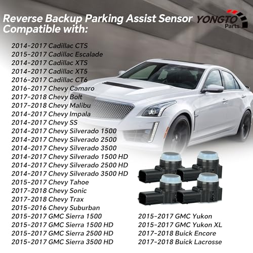 Reverse Parking Assist Sensors 23428268 Backup Bumper Sensor 4PCS Compatible with Chevy Silverado 1500 2500 Tahoe