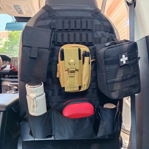 Car Seat Back Organizer Tactical MOLLE Panel Back Seat Storage Bag Universal Car Seat Cover Protector
