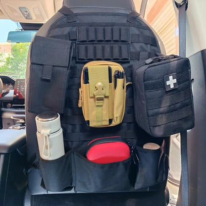 Car Seat Back Organizer Tactical MOLLE Panel Back Seat Storage Bag Universal Car Seat Cover Protector