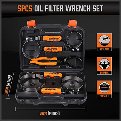 5 Piece Standard Swivel Oil Filter Wrench
