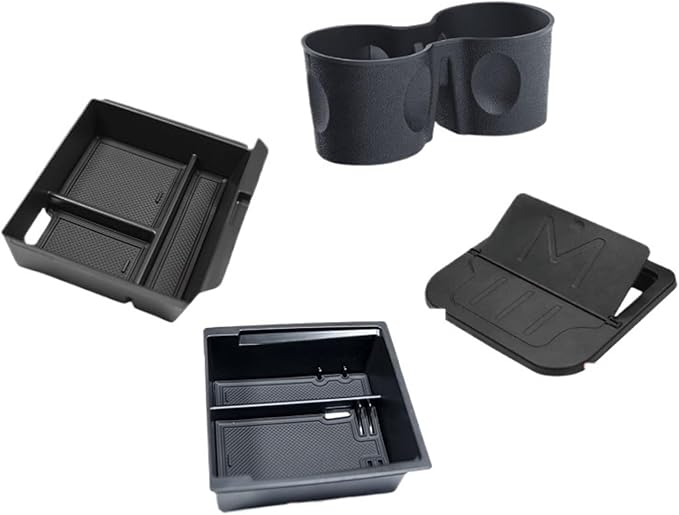 Car Storage Box Compatible For Tesla Model 3 2024 Center Armrest Hidden Box Cup Holder Console Organizer Car Box Accessories(B(ABS))