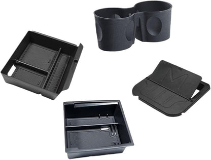 Car Storage Box Compatible For Tesla Model 3 2024 Center Armrest Hidden Box Cup Holder Console Organizer Car Box Accessories(B(ABS))