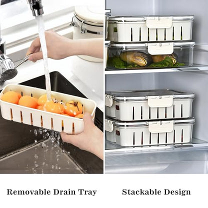 2Pack Divided Veggie Tray with Lid and Handle 4 Compartment Serving Tray with Dividers Portable Travel Snack Storage Containers Stackable Snackle Box Charcuterie Container for Fruit