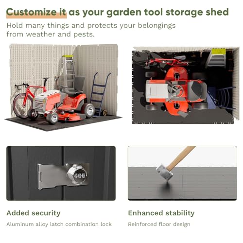 8x6 FT Plastic Outdoor Storage Shed with Floor