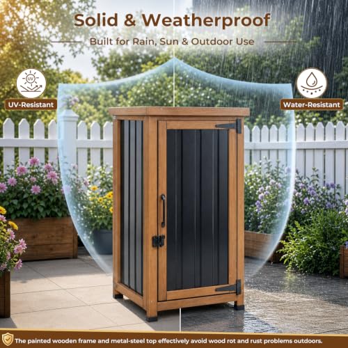 Outdoor Storage Cabinet Waterproof with Metal Top