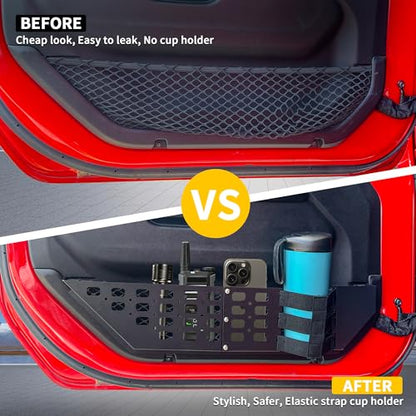 Front Door Storage Pockets with Cup Holders Compatible with 2018