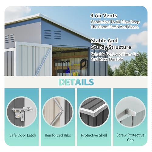 4' x 8' Metal Shed with Two Doors