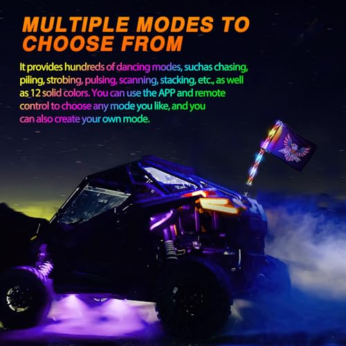 RGB LED Whip Light 1PC 3FT Lighted Antenna Whips