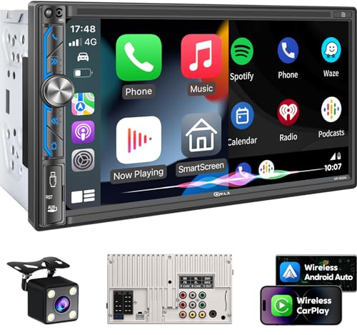 7" Wireless Double Din Car Stereo Apple Carplay Radio Screen for Car Audio Receivers