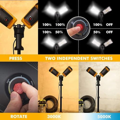 Upgraded】LUTEC 6290Max 15000 Lumen 138W Dimmable LED Work Light with Telescoping Tripod