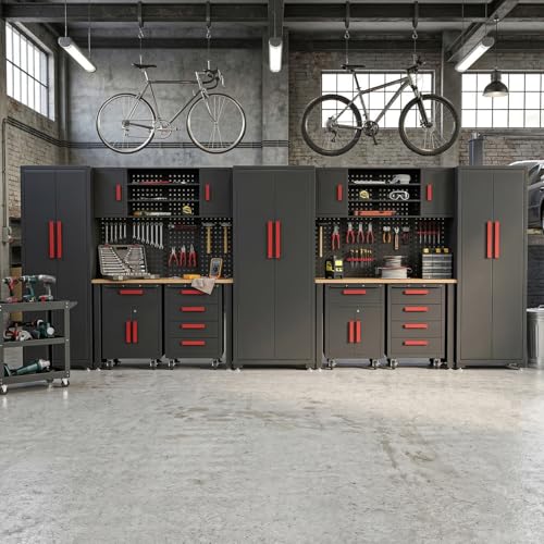 14 Pcs Garage Storage Cabinet System with Steel Cabinet