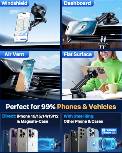 Military Grade for MagSafe Car Mount Holder【Upgraded Strongest Suction】