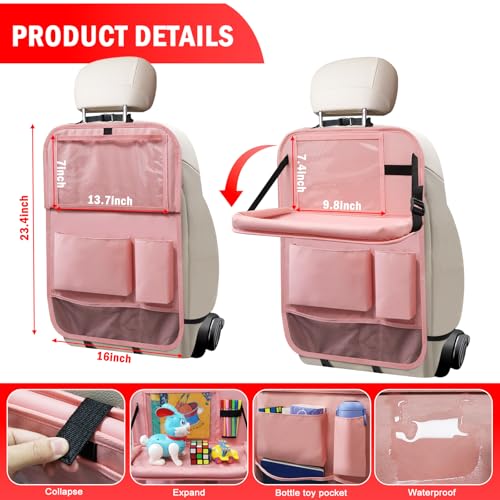 2Pack Car Backseat Organizer with Foldable Table Tray