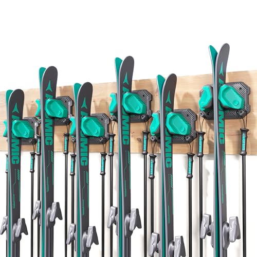 Ski & Snowboard Wall Rack for Garage Wall Fits Any Ski