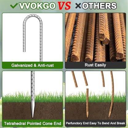 Rebar-Stakes-12-Inch J Hook Galvanized Garden Tent Stakes Heavy Duty (4 Count)