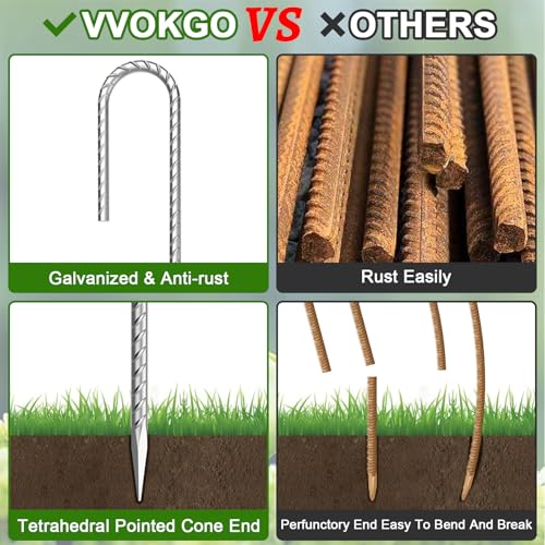 Rebar-Stakes-12-Inch J Hook Galvanized Garden Tent Stakes Heavy Duty (20 Count)