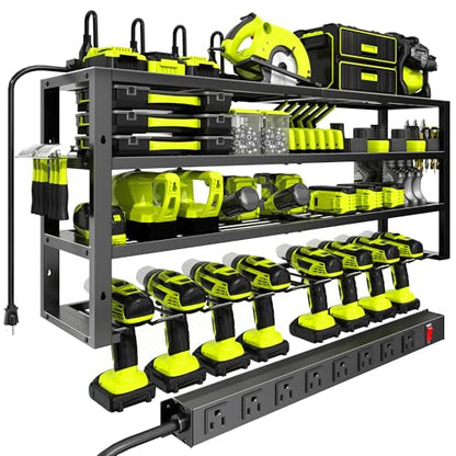 Large Power Tool Organizer Wall Mount with Charging Station