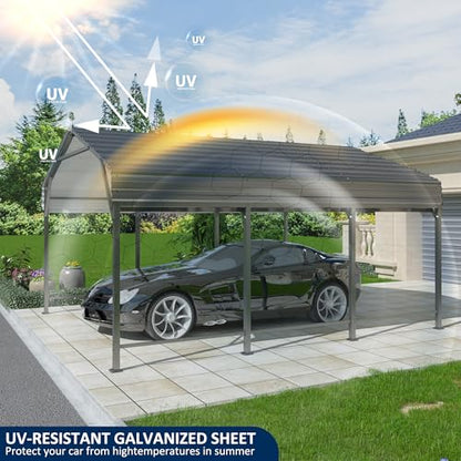 10x15 FT Metal Carport Canopy with Reinforced Base