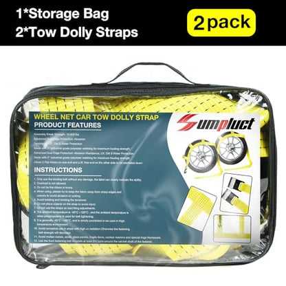 Tow Dolly Basket Straps with Flat Hook Fit 14" 15" 16" Car Tires