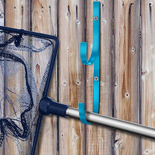 6 Pieces Pool Pole Hook Hanger Swimming Metal Brackets Pool Hook with 12 Pieces Screws for Telescopic Poles (6 Count)