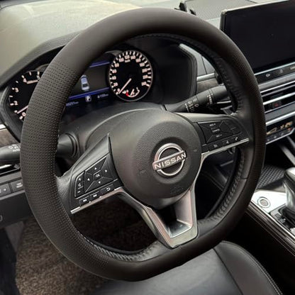 D Shaped Nappa Leather Steering Wheel Cover 14.5In