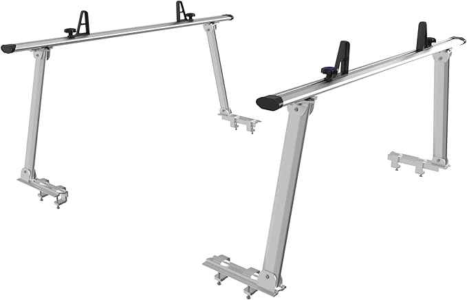 Rockland Adjustable Universal Aluminum Truck Ladder Rack, 800 LBS Capacity, 13.7" x 66.5" x 28", 45"-66" Adjustable Truck Bed Width, Extendable Truck Ladder Rack with Non Drilling C-Clamps