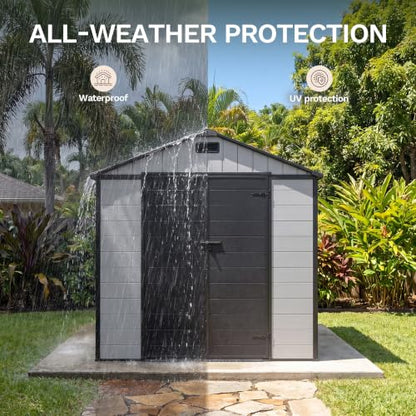 8x10 FT Resin Outdoor Storage Shed with Floor