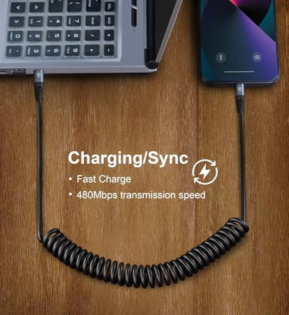 2Pack Coiled USB C to USB C Charger Cable for Car Type C Fast Charger Cable (2 Count)