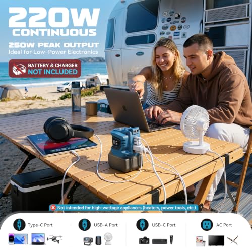 220W Portable Power Inverter Compatible with Makita 18V Battery