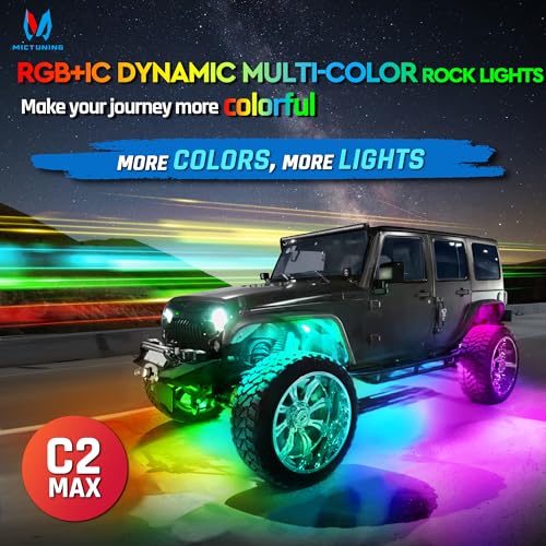 C2 MAX 10 Pods RGB+IC Chasing Rock Lights with Wiring Switch Kit