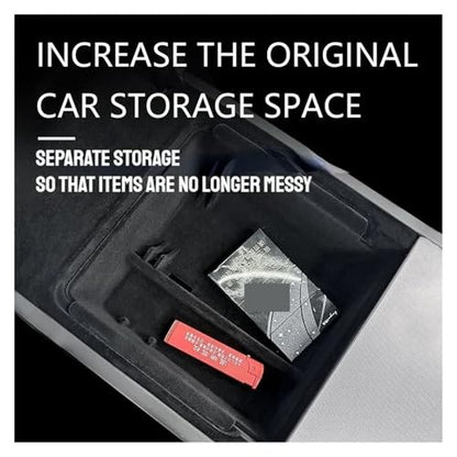 Car Storage Box Compatible For Tesla Model 3 2024 Center Armrest Hidden Box Cup Holder Console Organizer Car Box Accessories
