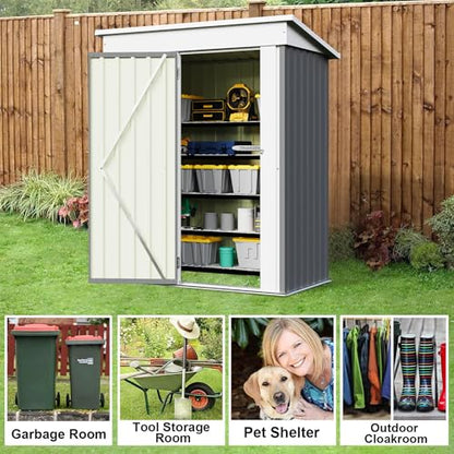 Metal Outdoor Storage Shed 5 x 3 FT Metal Shed with Lockable Door
