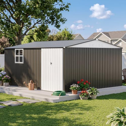 12x14 FT Outdoor Storage Metal Shed with Window