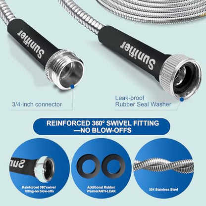 Metal Garden Hose 15 Ft 30 Ft With Hose Nozzle