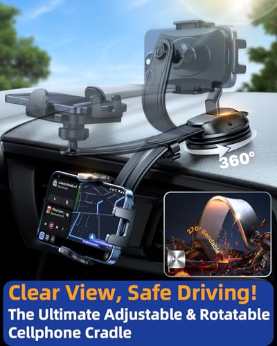 2026 Ultimate Car Phone Holder Mount [Bendable & Adjustable Aluminum Arm] Cell Phone Holder for Car Dashboard Windshield Phone Stand for iPhone 17 16 15 14 Pro Max Samsung Pickup Truck