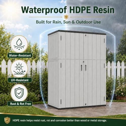 47 Cu.Ft Vertical Outdoor Storage Shed with Reinforced Floor