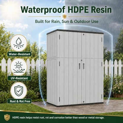 47 Cu.Ft Vertical Outdoor Storage Shed with Reinforced Floor