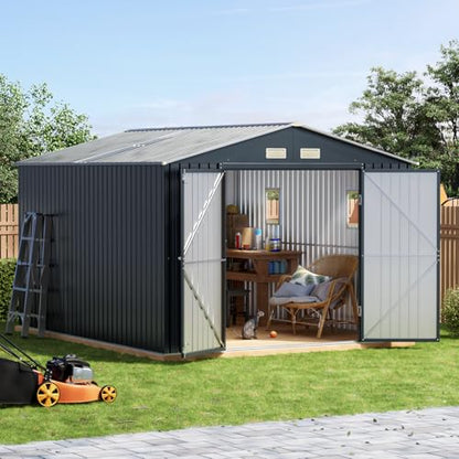 10 x 12 FT Metal Storage Shed for Backyard Nightblue