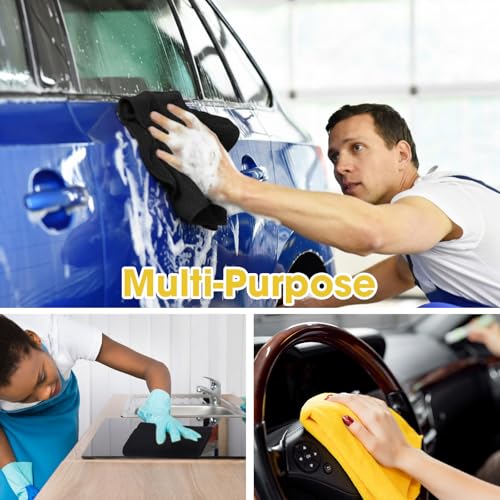 30 Pcs 16 x 16 Inch Edgeless Microfiber Plush Towels for Cars Detailing Drying Wash Polishing Absorbent Cleaning Cloths (30 Count)