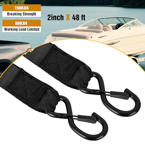 Tie Down Kits 2 PCS 2" x 48" Adjustable Boat Trailer Straps (2 Count)